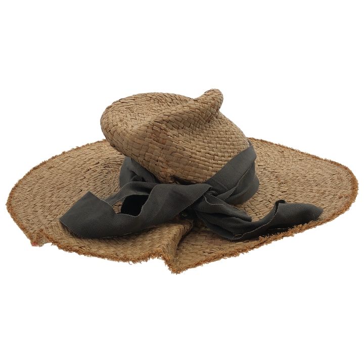 Lola Hats ベージュ ストローハット Lola Hats ☆ ② リボンワイドブリムストローハット レディース