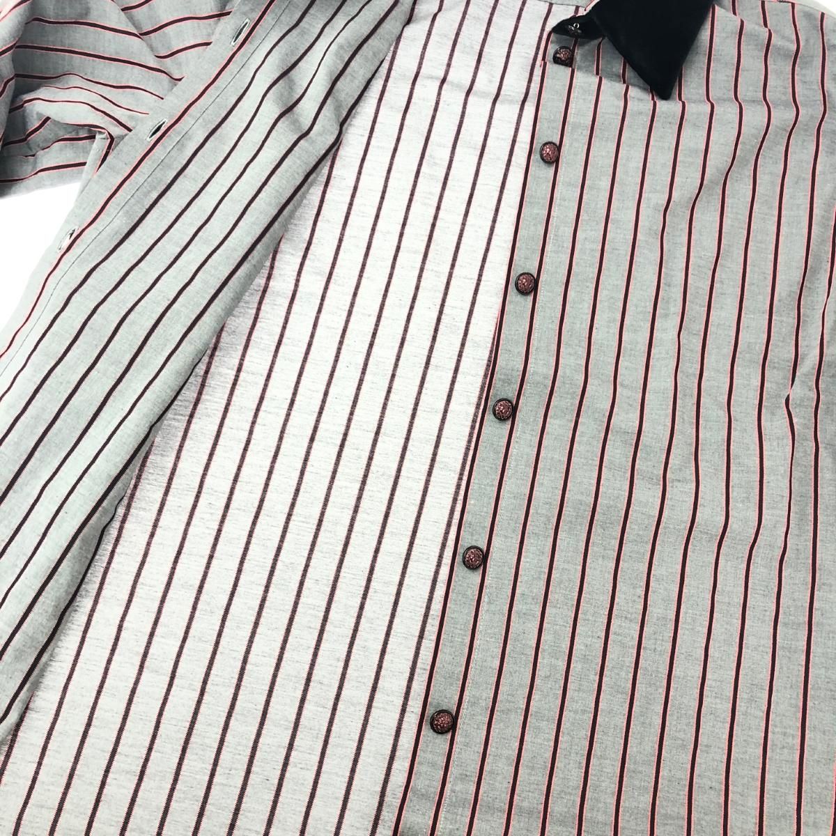 CHANEL シャネル ベロア切替ストライプブラウス サイズ:38 ココマーク