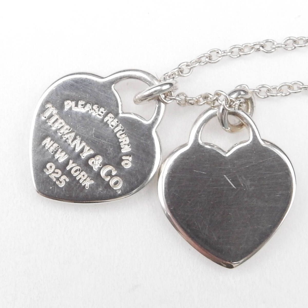 美品　Tiffany & Co. シルバー　ネックレス　ダブルハート　箱付き 極美品 TIFFANY&Co ティファニー ダブルドロップ ハート ネックレス