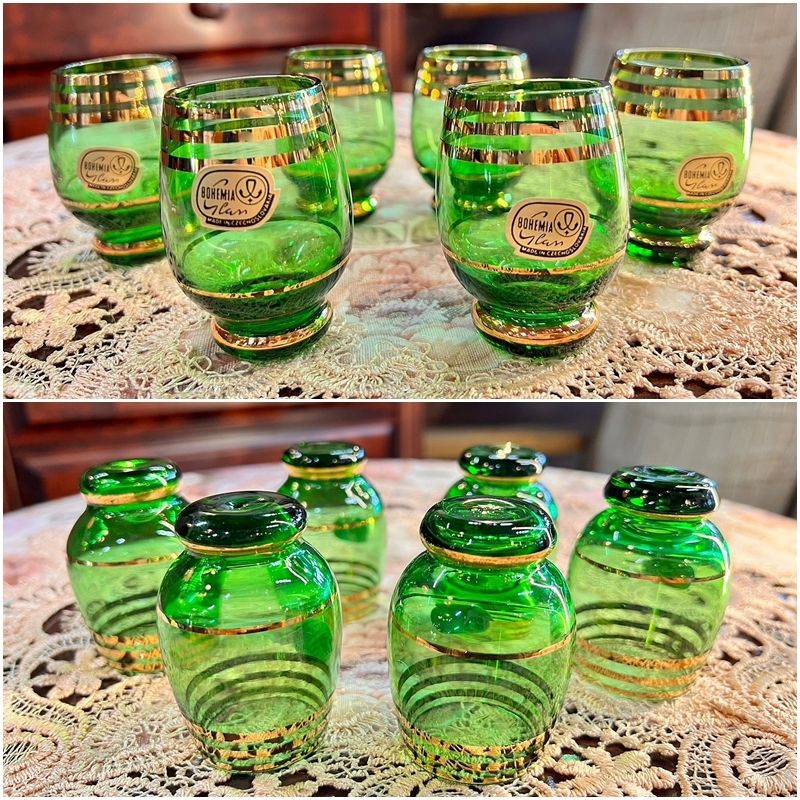 ワイングラス　ボヘミアン　グリーン ボヘミア「グラヴィール装飾 グリーン ワイングラス 高さ20cm