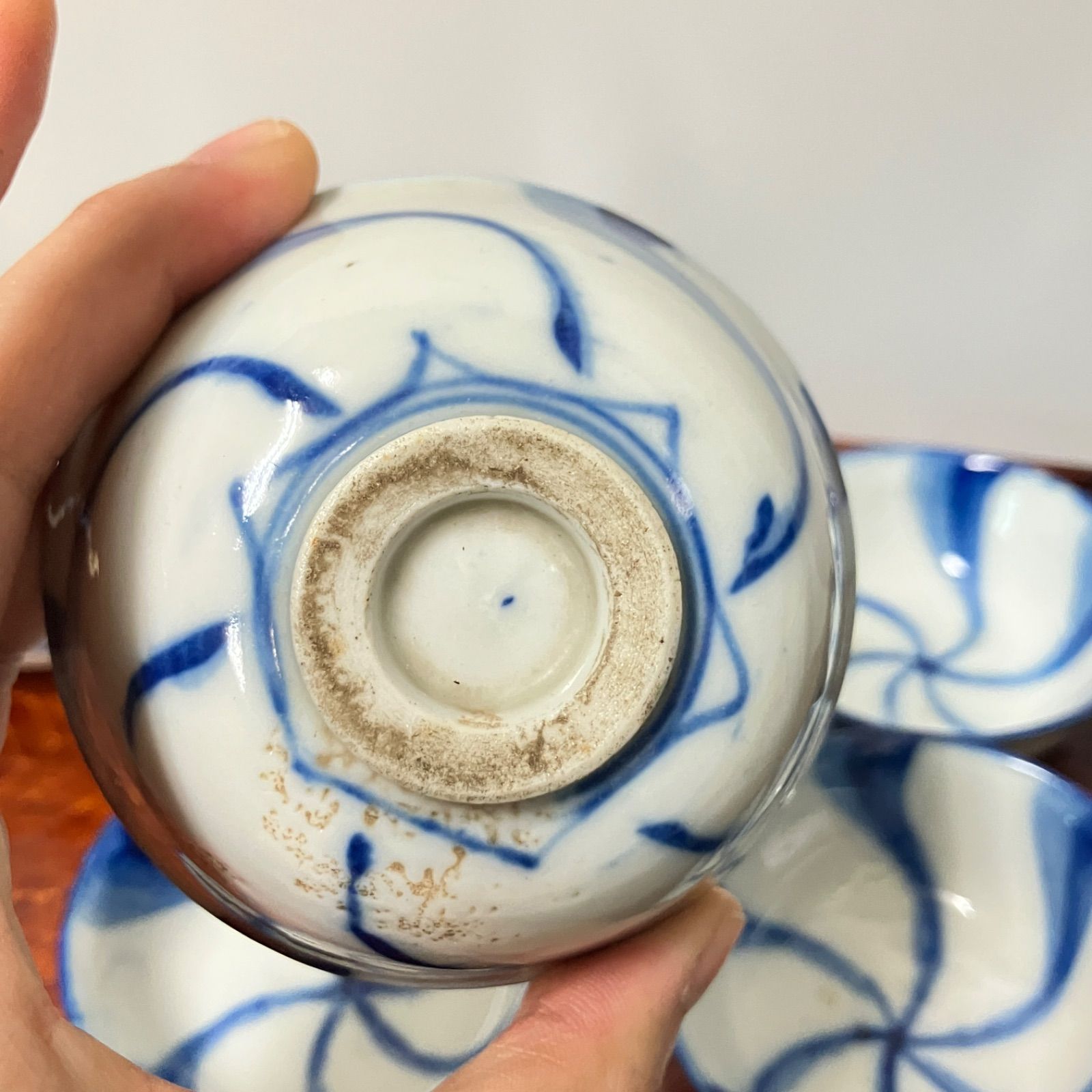 明治期 染付 捻り紋様 小鉢 6客 手描き 骨董器 和食器 |雑貨屋えこ