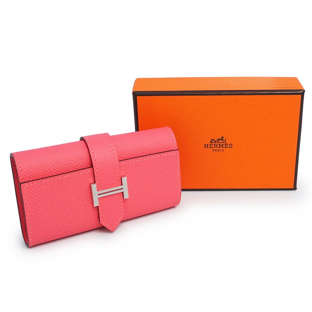 エルメス ベアン 4連 キーケース ヴォーエプソン レザー ローズアザレ