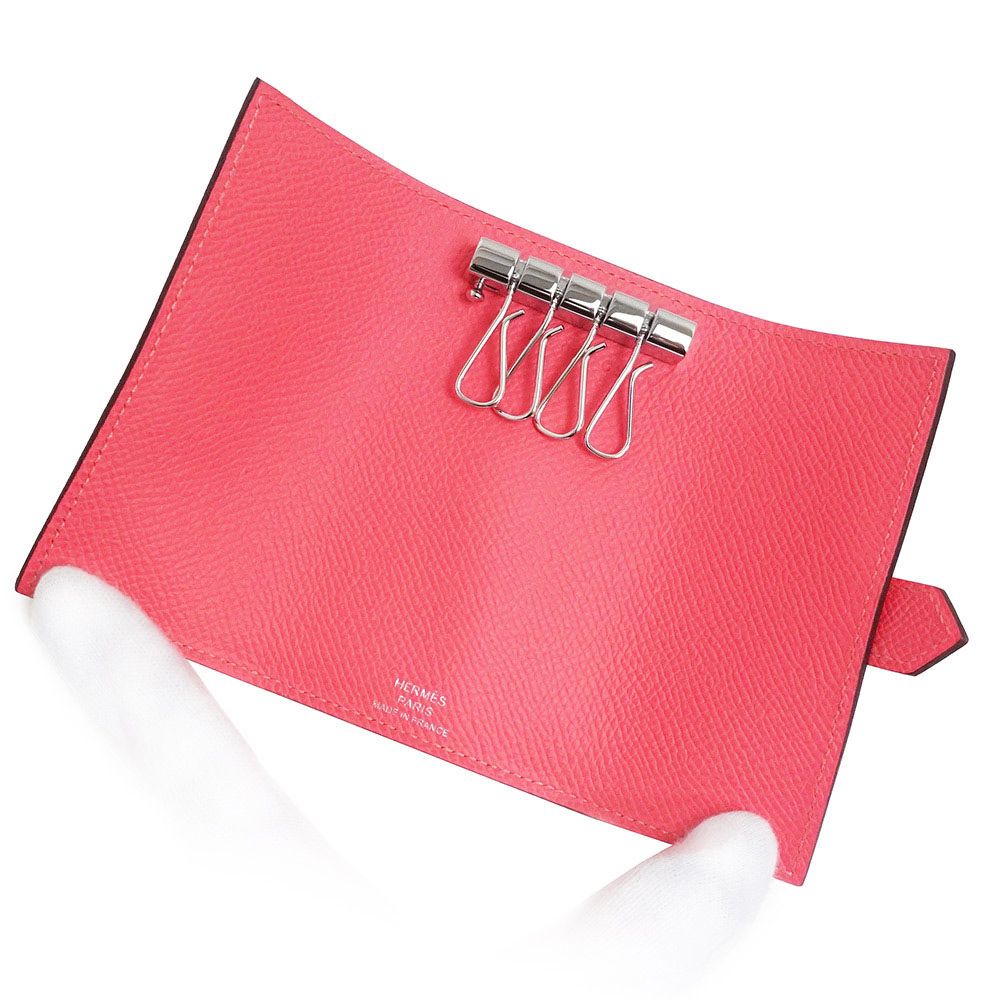 エルメス ベアン 4連 キーケース ヴォーエプソン レザー ローズアザレ