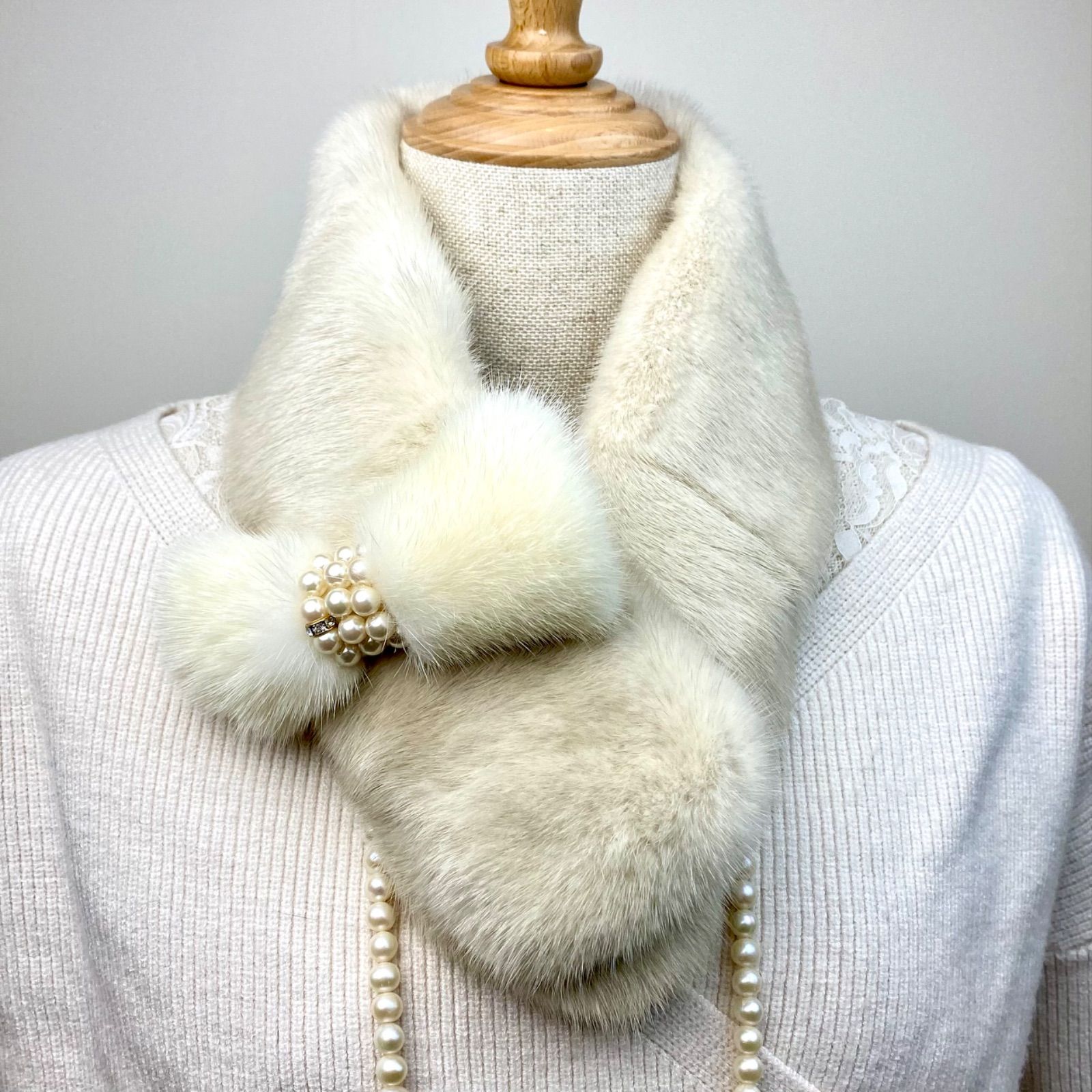 特売‼︎*SAGA MINK* ミンク リボンマフラー 日本製 新品92 - メルカリ