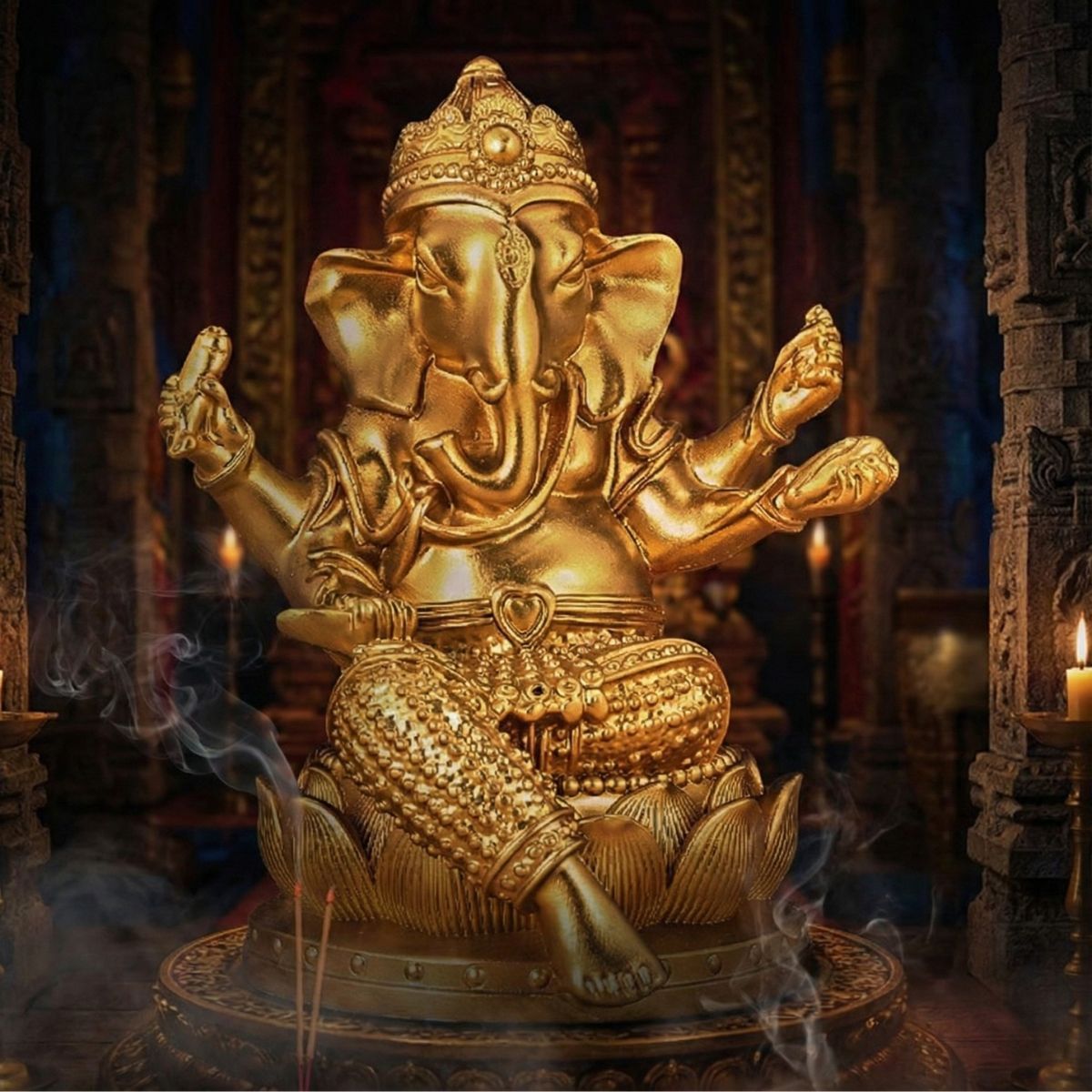 成功へ導く ガネーシャ 運気アップ 開運 風水 神棚 ガネーシャ像 黄金