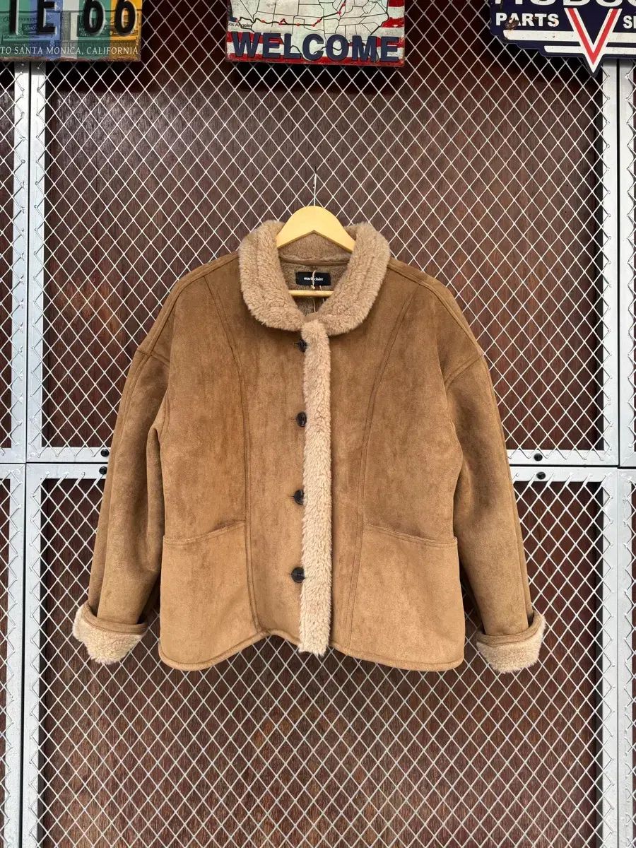 マリ クレール ボタン Kara スウェード オーバーサイズ ムートン ジャケット F