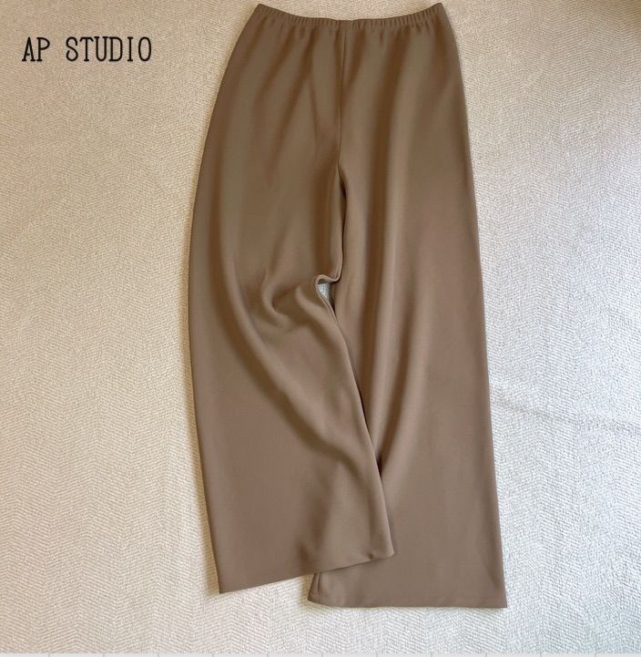 AP STUDIO 日本製 ストレッチ イージーワイドパンツ 34 ベージュ  