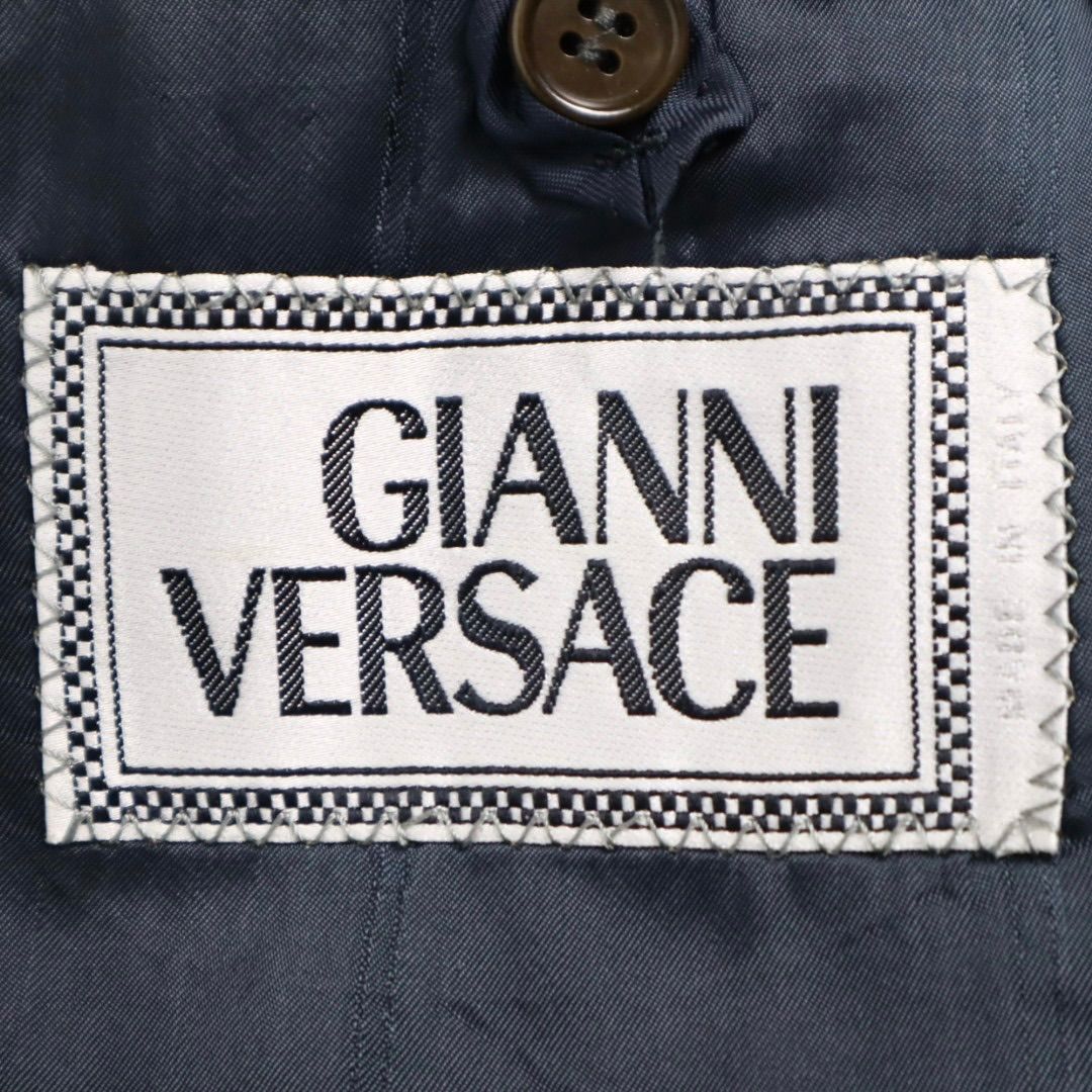 GIANNI VERSACE ダブルセットアップスーツ ストライプ/KW152 VERSACE】ヴェルサーチ wool × polystripe double set suit ウール