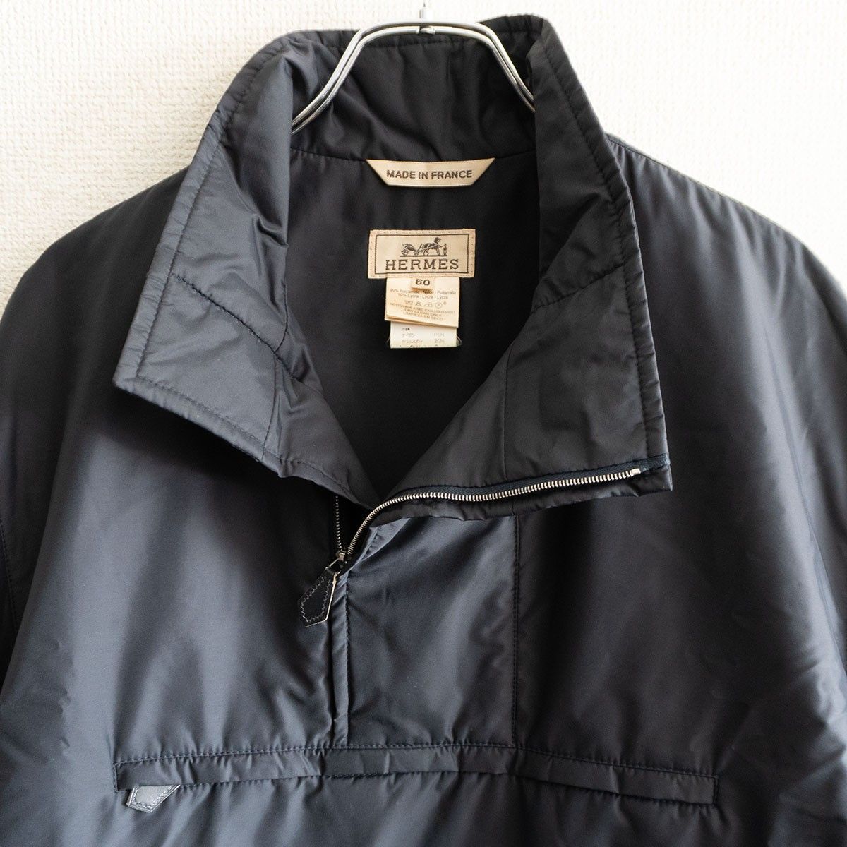美品】 HERMES 【ナイロン プルオーバー ジャケット】50 ネイビー