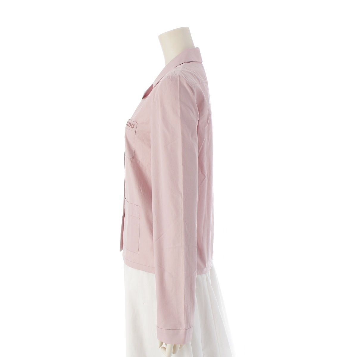 ミュウミュウ 24年 コットン ロゴ刺繍 ポプリン 長袖シャツ MK1888