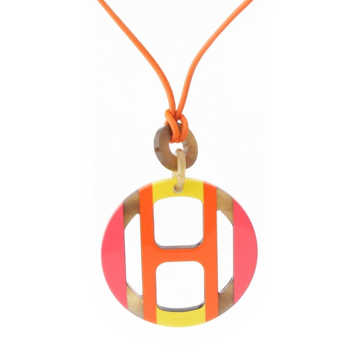 エルメス　バッファロー　ネックレス　オレンジ エルメス バッファローホーン Hエキップ ネックレス アクセサリー