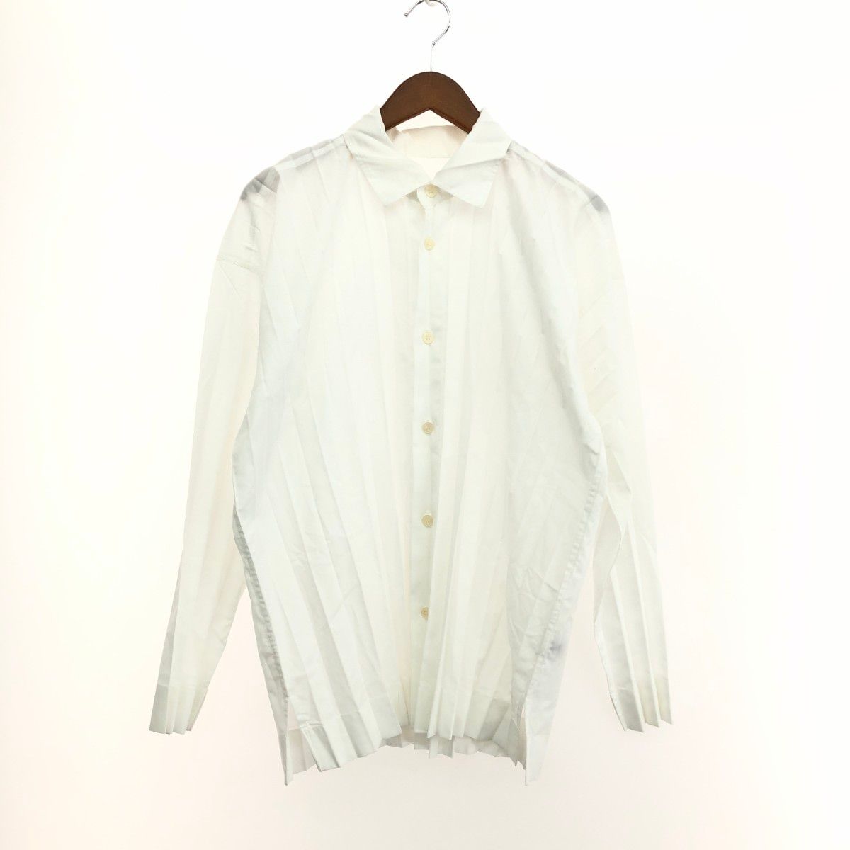 ISSEY MIYAKE MEN プリーツ長袖シャツ ダークブラウン HOMME PLISSE 