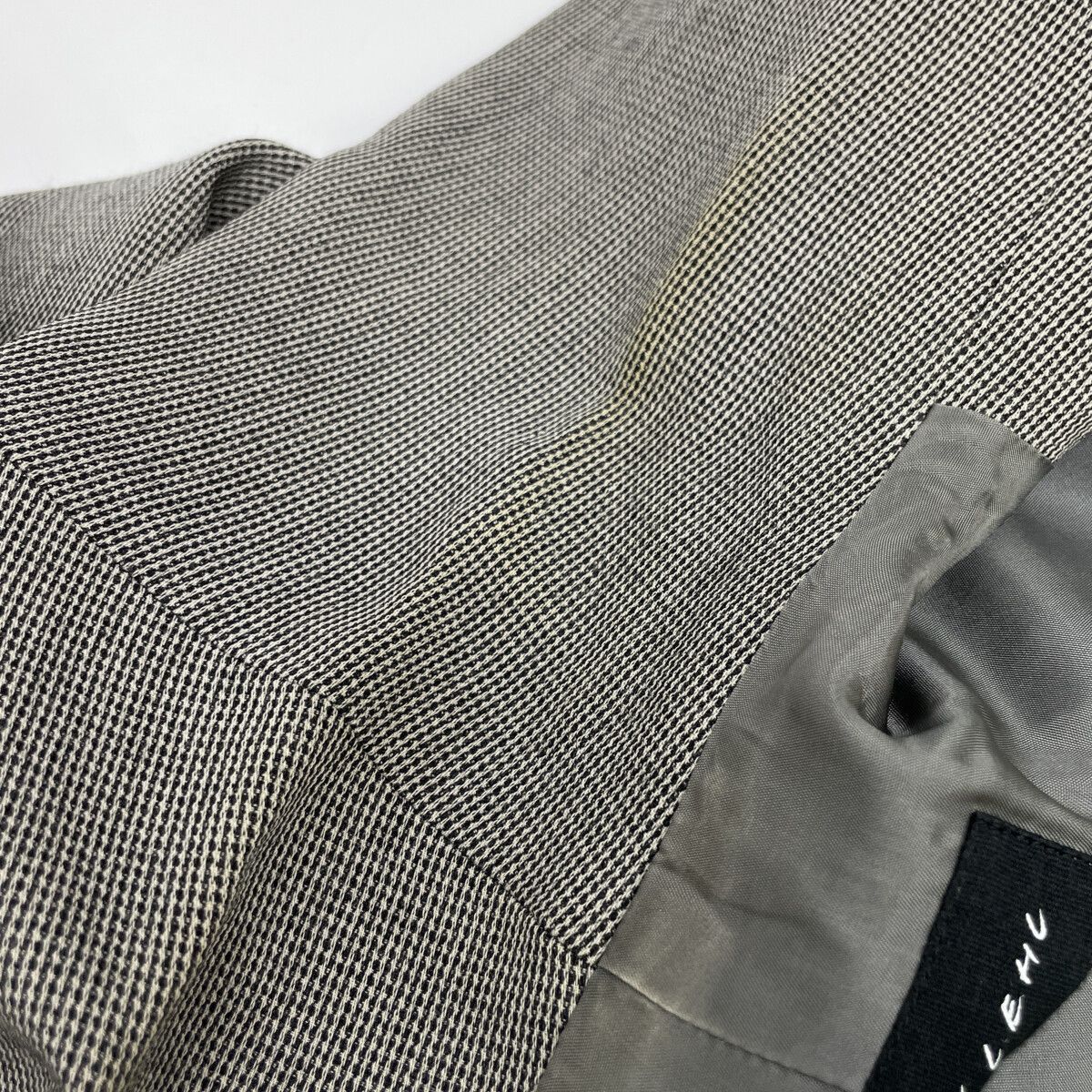 Jurgen Lehlヨーガンレール　ジャケット　ウール　柄　ライナー付　グレー JURGEN LEHL ヨーガンレール グレー ウール×コットン スタンドカラー