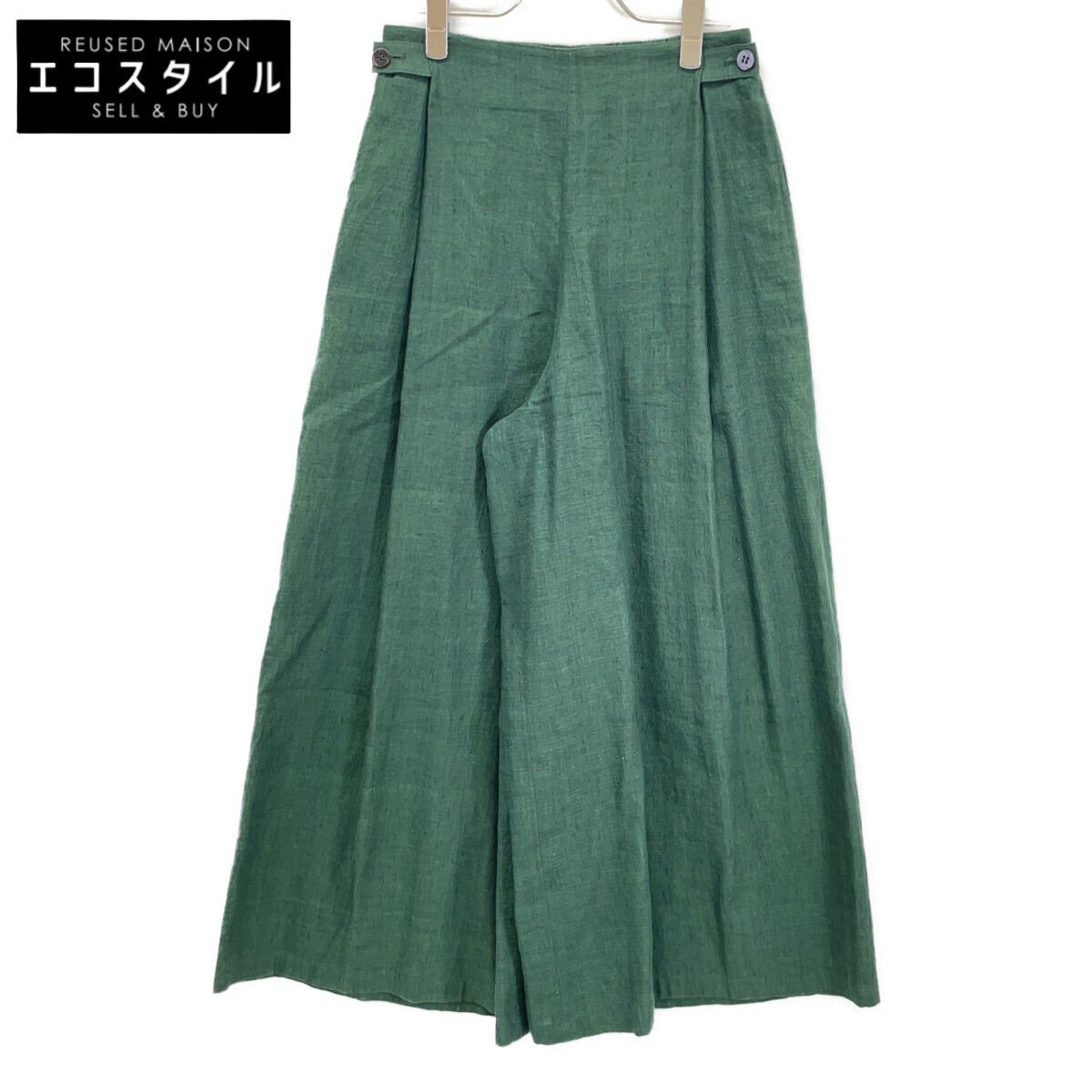 JURGEN LEHL ヨーガンレール ｸﾞﾘｰﾝ ﾘﾈﾝ×ｺｯﾄﾝ ﾜｲﾄﾞﾊﾟﾝﾂ M - メルカリ