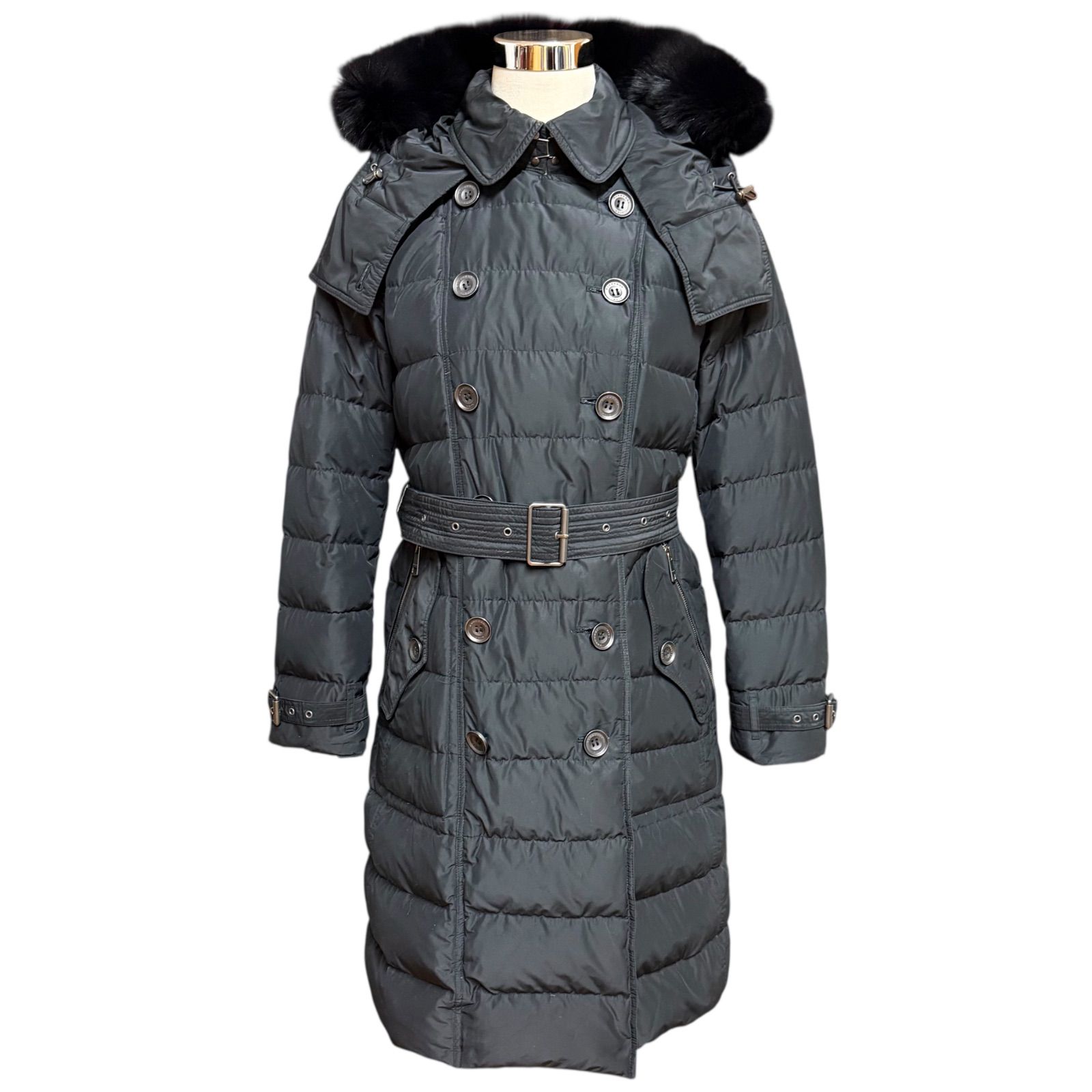 Burberry Brit リアルファー付きダウンコート XS BURBERRY BRIT バーバリー レディース ダウンコート 黒リアルファー