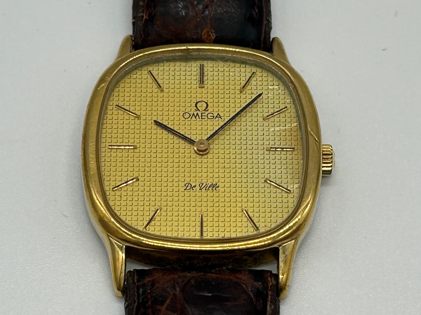 オメガ デビル 625 スクエア ゴールド文字盤 手巻き 腕時計 OMEGA De