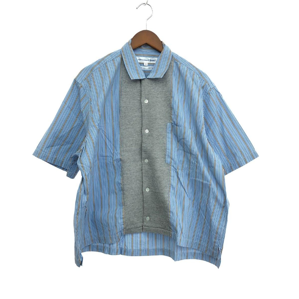 COMME des GARCONS SHIRT コムデギャルソンシャツ 半袖ストライプシャツ サイズ M ブルー メンズ |