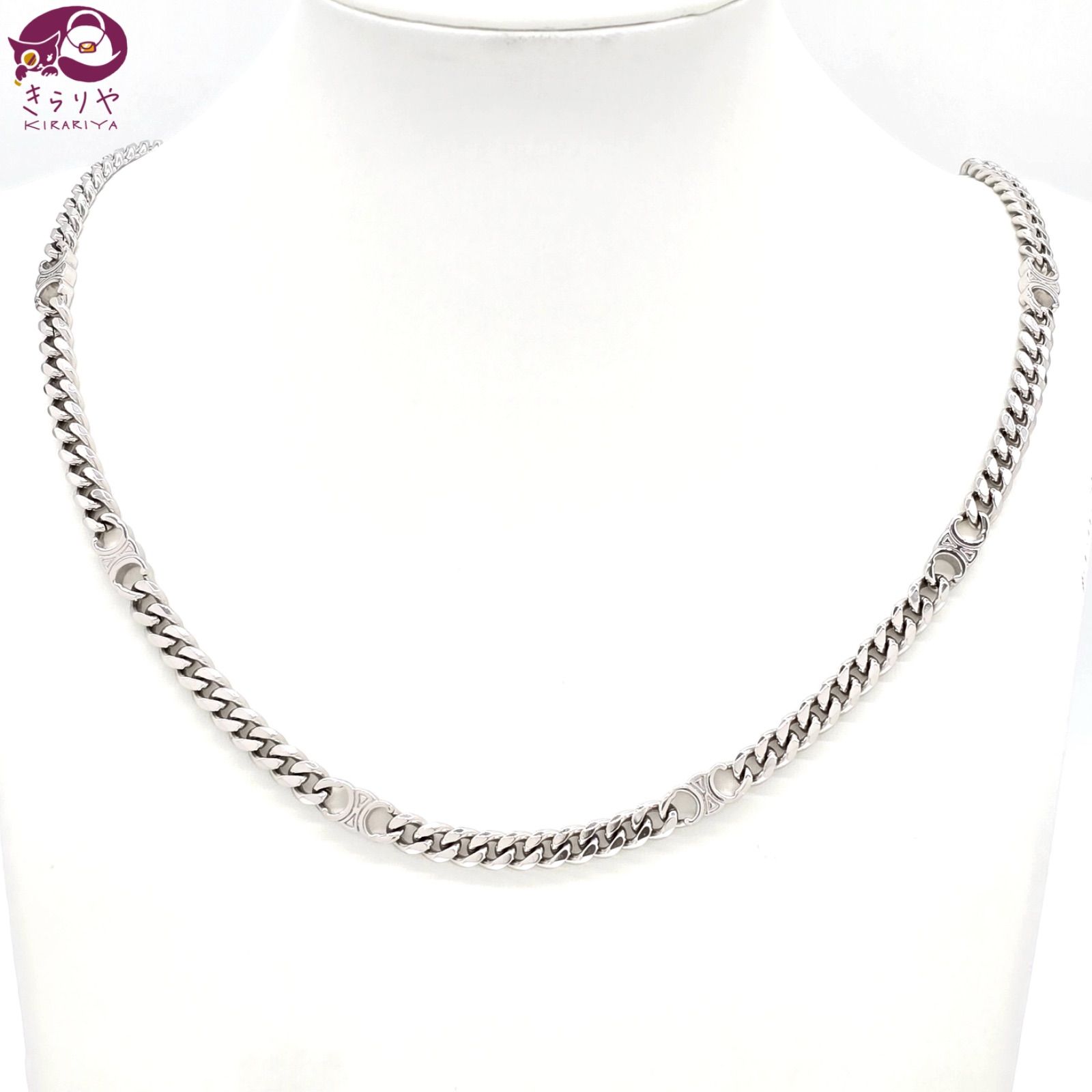 CELINE セリーヌ トリオンフ スモール グルメット ネックレス ロジウム