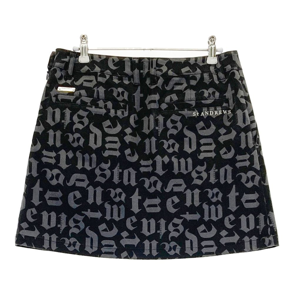 St Andrews ストレッチ春夏スカート　ブラック サイズ：M ST ANDREWS セントアンドリュース ストレッチスカート 総柄