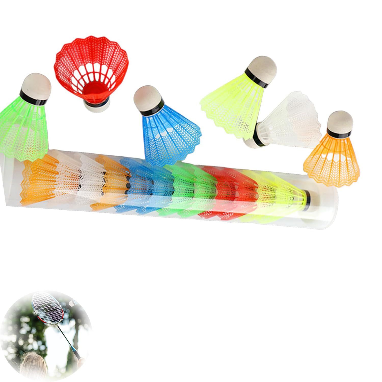 新品 12 個 プラスチックバドミントンボール キット 羽根 バドミントン 