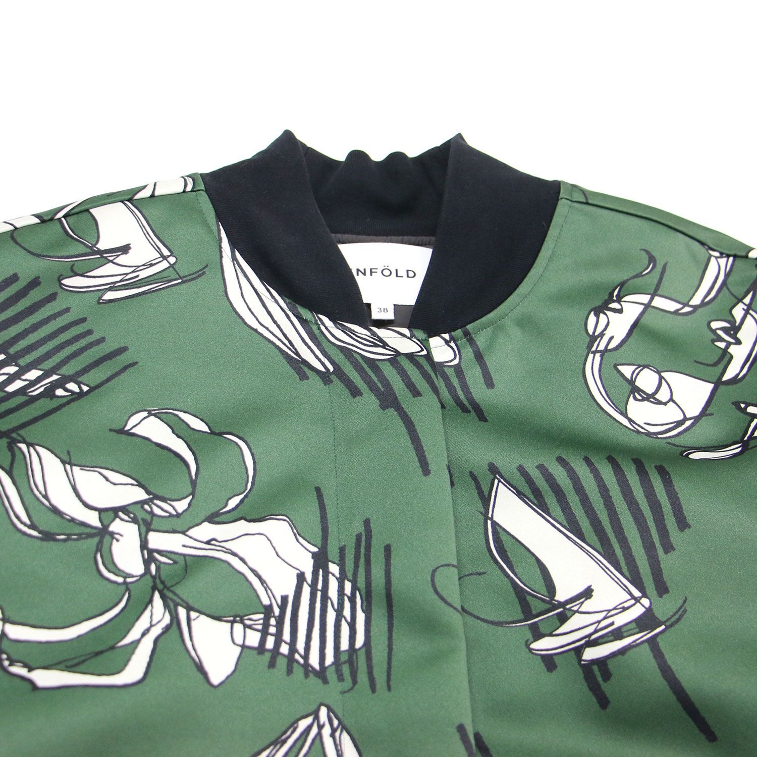 ENFOLD エンフォルド ブルゾン グリーン サイズ:38(M) | 花柄 中綿