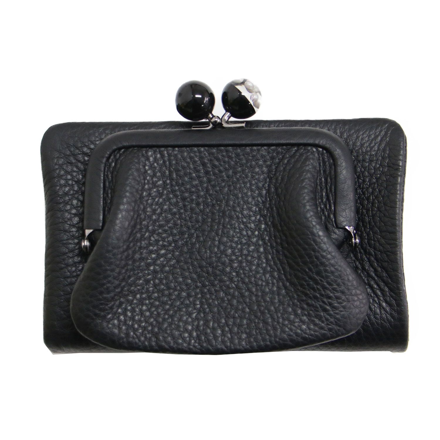 ear PAPILLONNER イアパピヨネ 財布 がま口 ブラック イア 黒 ear PAPILLONNER（イア パピヨネ） 財布 「WEB限定」牛革がま口折り