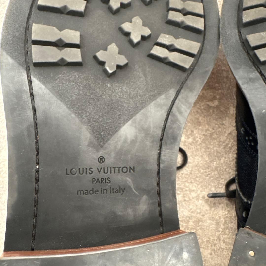 LOUIS VUITTON デニム ウイングチップ レザーシューズ 革靴 - メルカリ