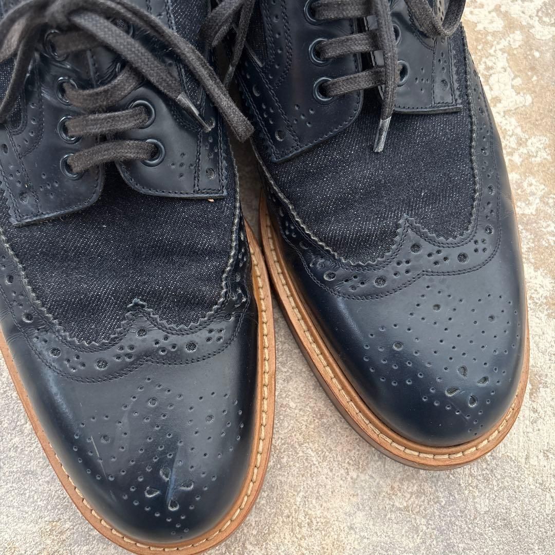 LOUIS VUITTON デニム　ウイングチップ レザーシューズ 革靴 LOUIS VUITTON デニム ウイングチップ レザーシューズ 革靴 - メルカリ