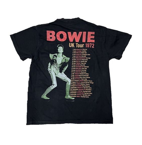 David Bowie / デヴィッドボウイ Tシャツ UK Tour 1972 XL 黒 両面