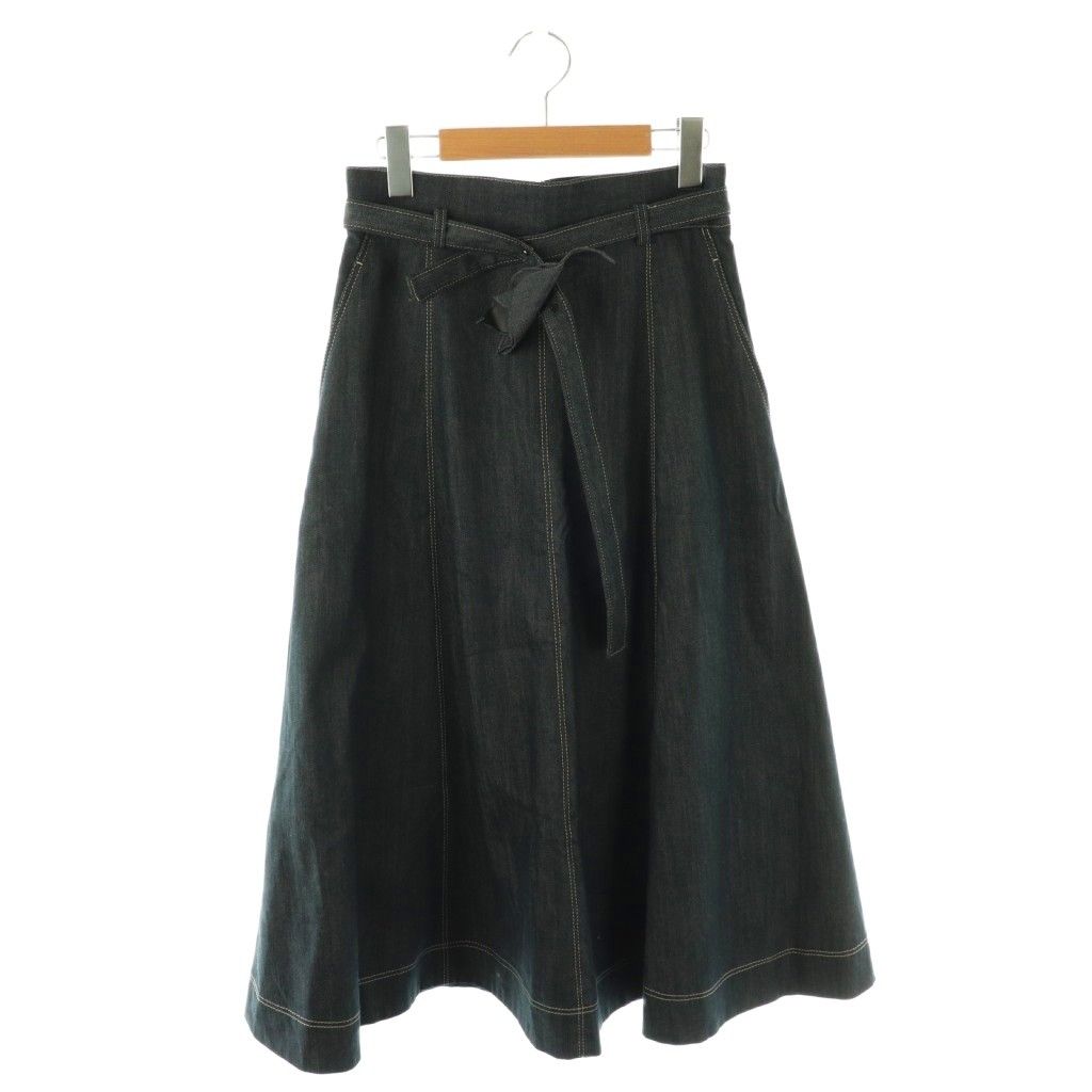 アナイ ANAYI 24SS デニムライクコサージュ付きスカート フレア ロング