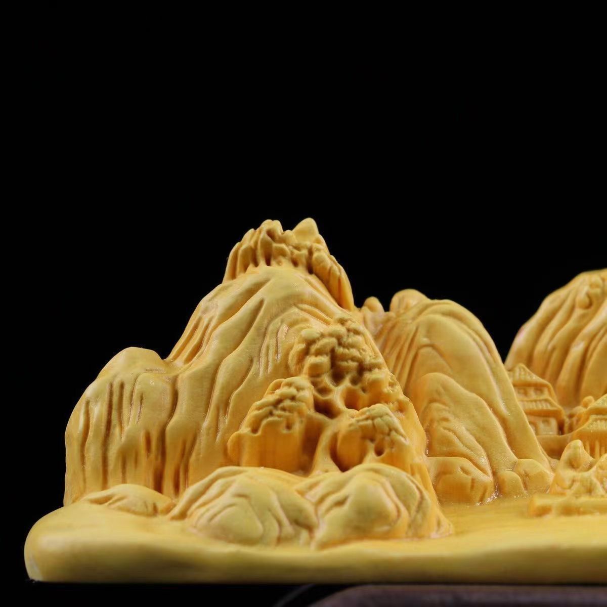 一点物 手工芸 文房具 ギフト】純手工彫刻 黄楊木（つげ）山水筆架