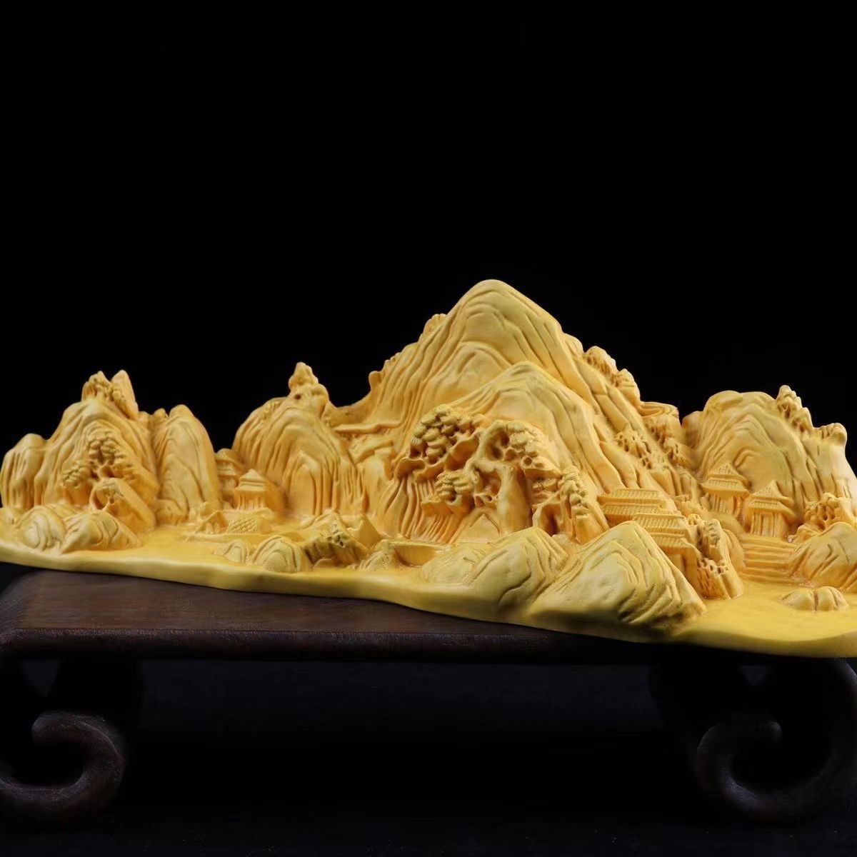 中国　唐木黄楊木彫刻　如意　筆置　C 7364E 中国 唐木黄楊木彫刻 如意 筆置 C 7364E 中国 唐木黄楊木彫刻 如意