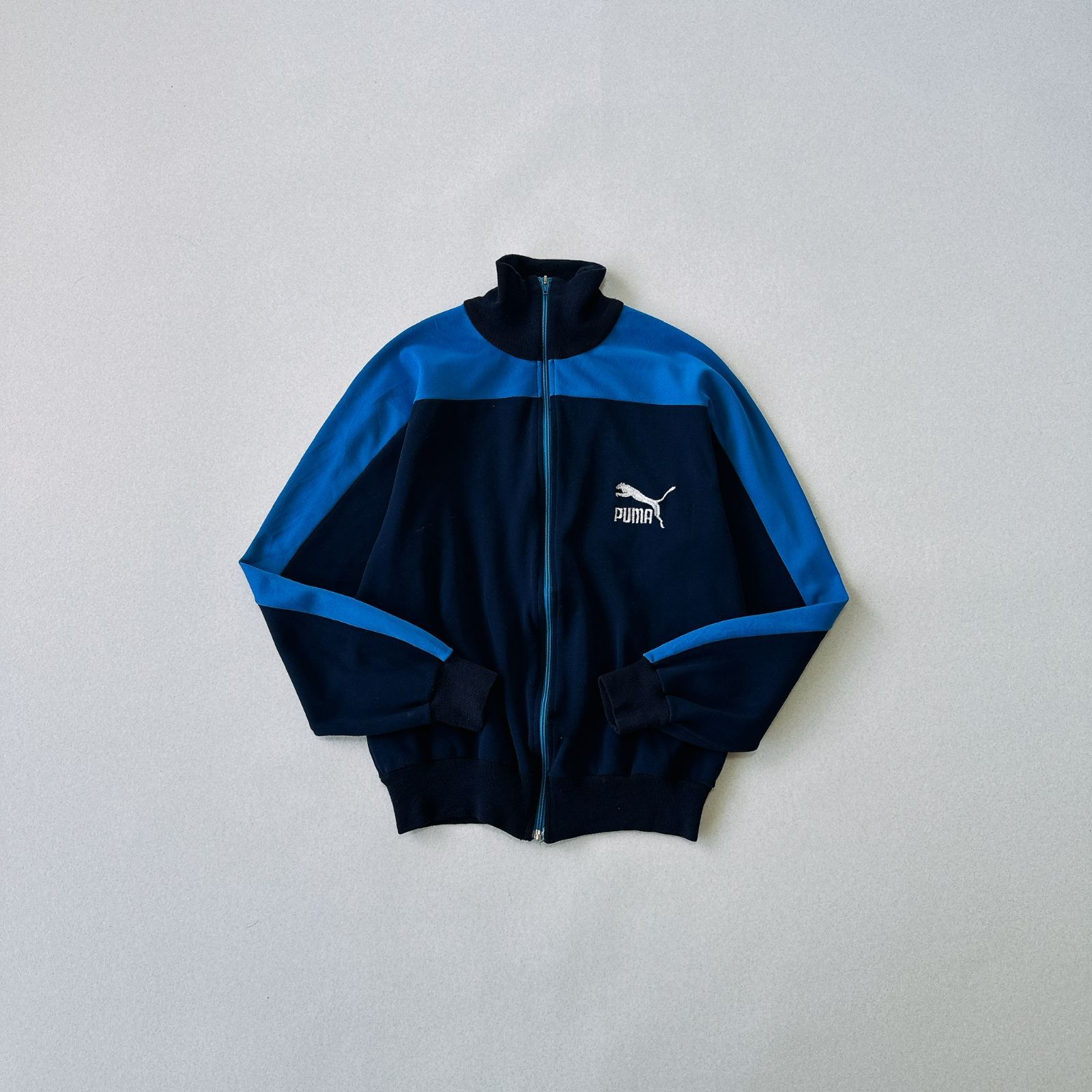 希少】80s-90s PUMA トラックジャケット L相当 紺×水色 切替 激レア