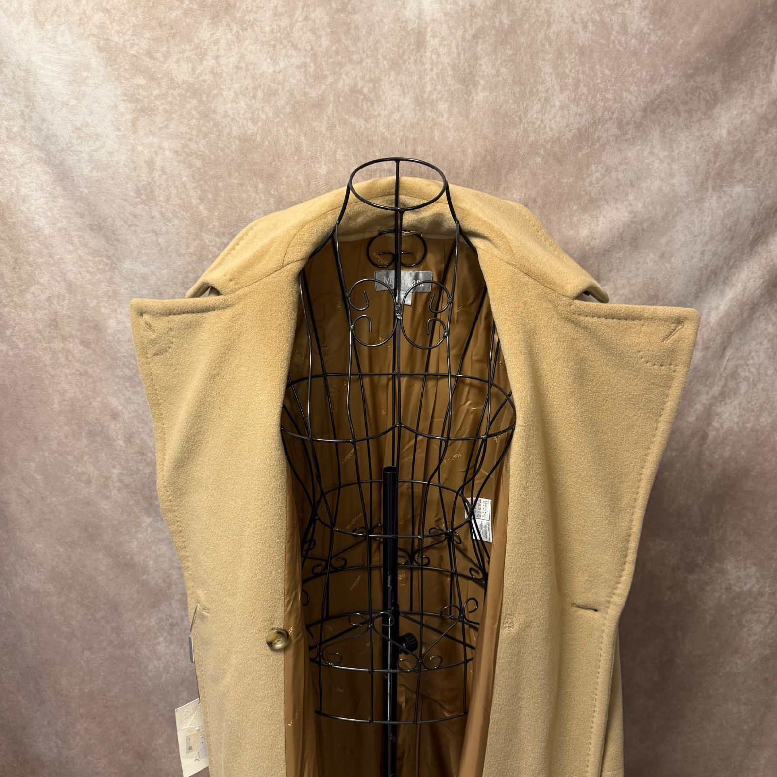 美品✨マックスマーラ　銀タグ　アンゴラ混　ベルデットコート　40 L キャメル Max Mara マックスマーラ 銀タグ ウール×アンゴラ50% ロングコート