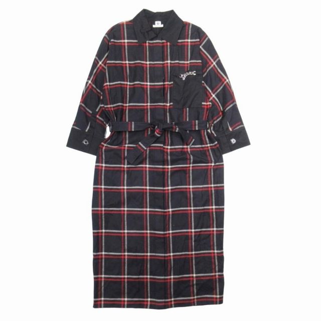 エルメス HERMES チェック柄 ベルテッド シャツワンピース コットン