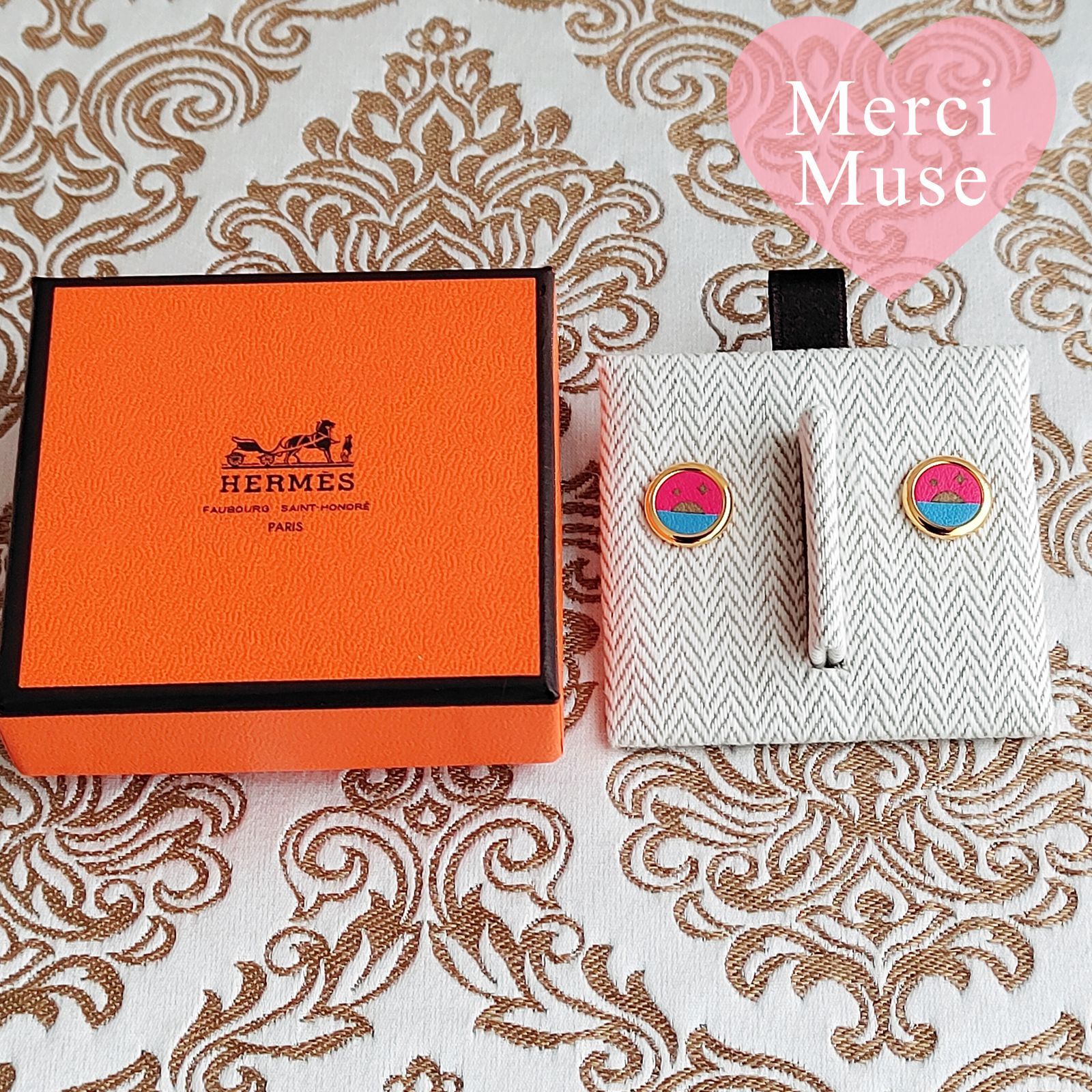 ❤お得なお品❤セレストピアス ピンクxブルー ゴールド金具 エルメス