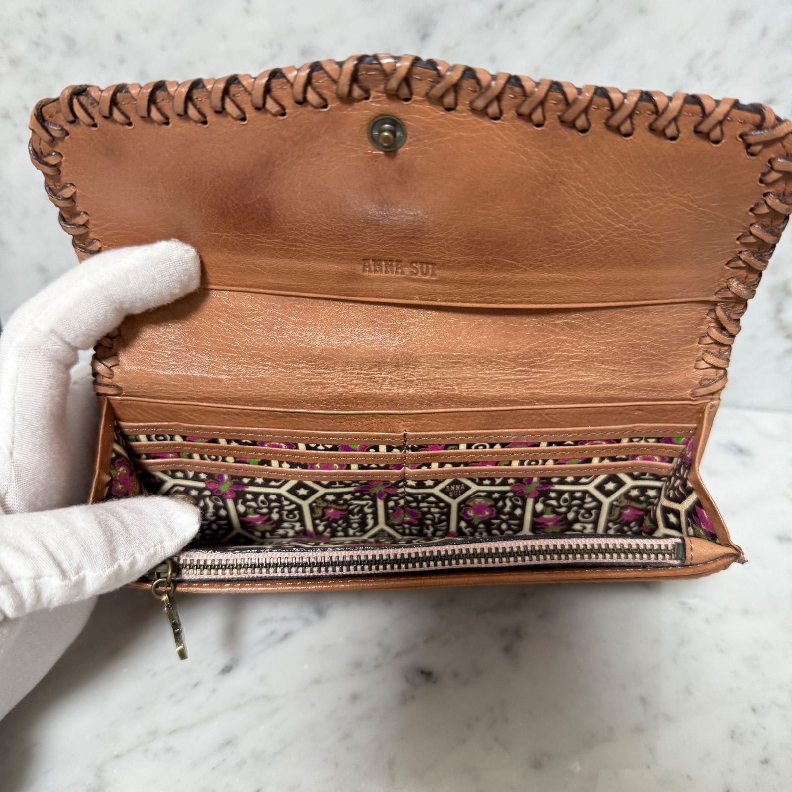 ANNA SUI アナスイ 長財布 がま口 花柄 バタフライ スタッズ 蝶々 プレゼントに アナスイ 長財布 ビッグバタフライ がま口 財布 蝶々