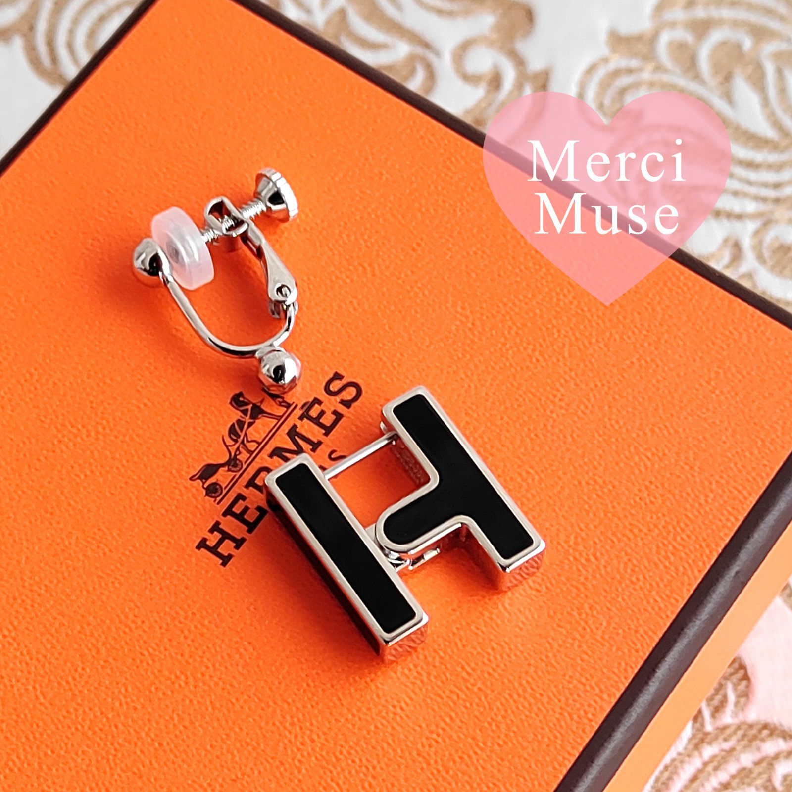 ❤未使用品❤ハバスキュール片耳ピアス ノワールxSV エルメス