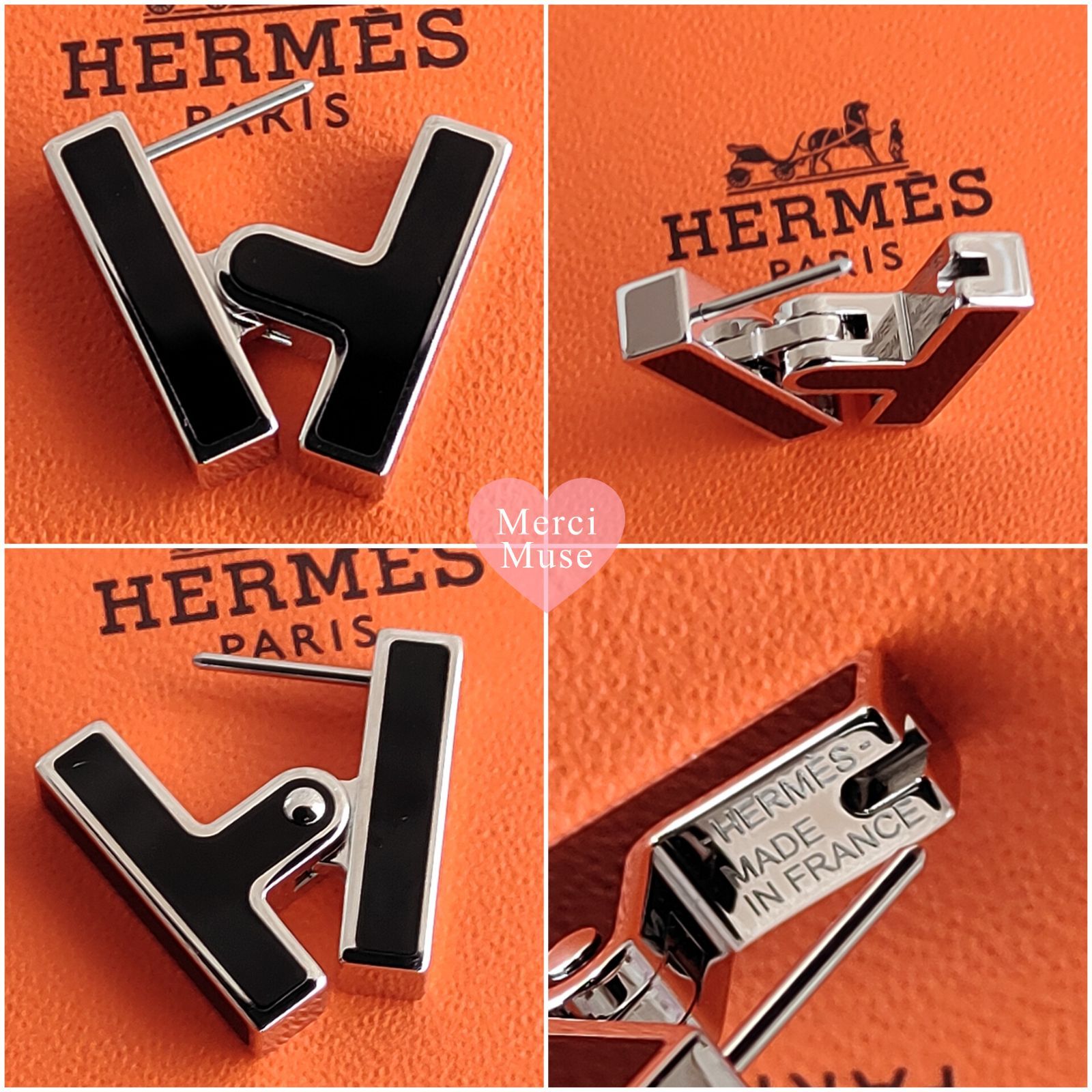 ❤未使用品❤ハバスキュール片耳ピアス ノワールxSV エルメス