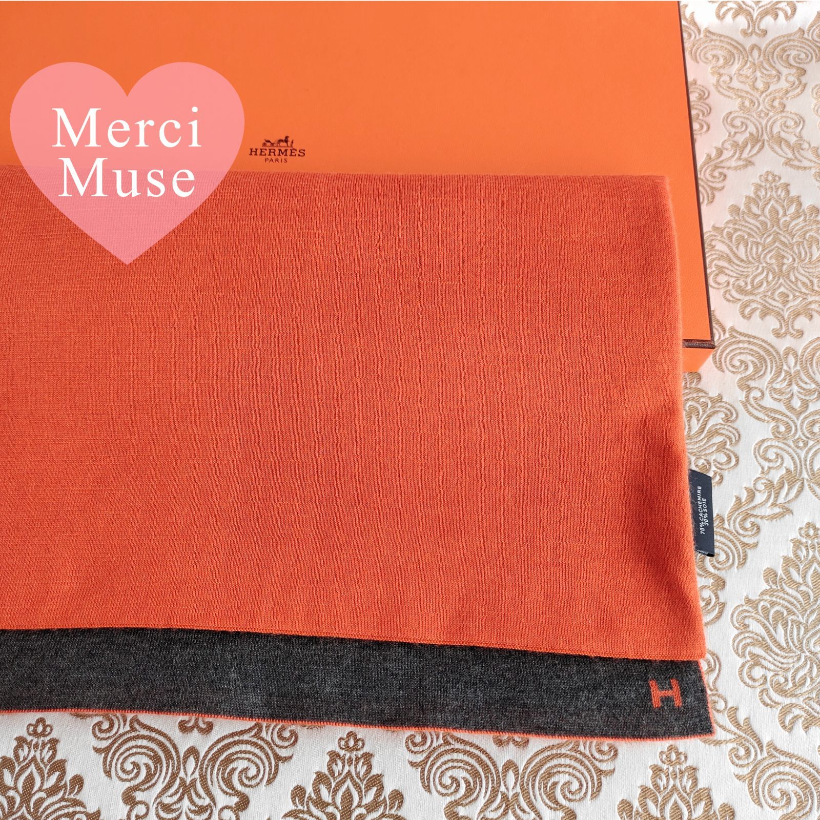 ❤お得なお品❤クリーニング済 Hマーク カシミヤシルクマフラー