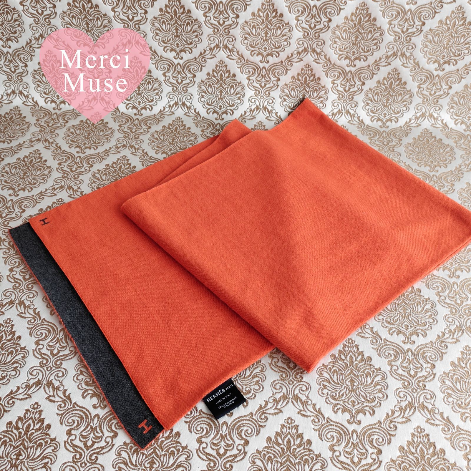 ❤お得なお品❤クリーニング済 Hマーク カシミヤシルクマフラー