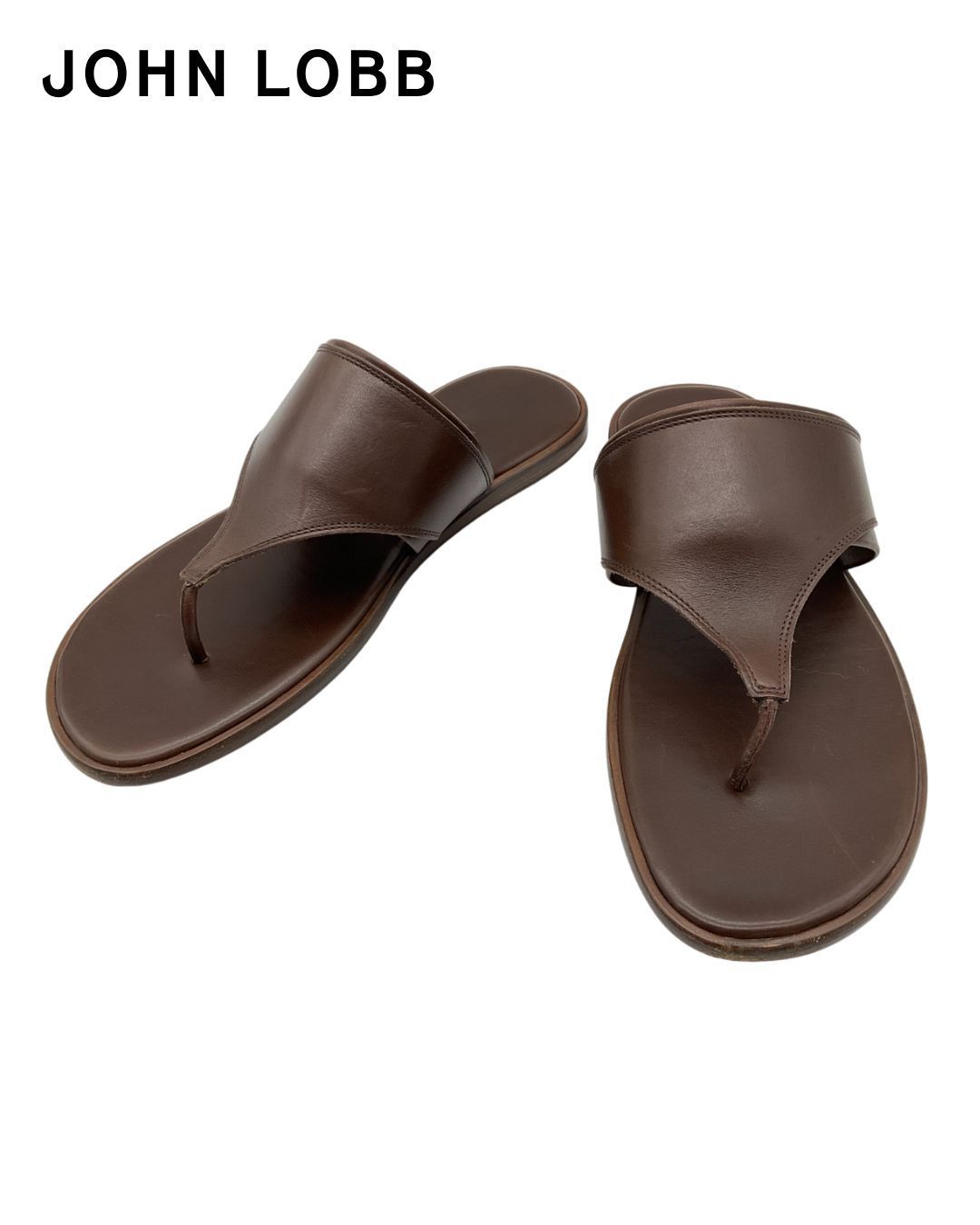 希少美品 JOHN LOBB 7 レザー トングサンダル ダークブラウン John Lobb ジョンロブ レザートングサンダル 7 ブラウン 【値下げ交渉