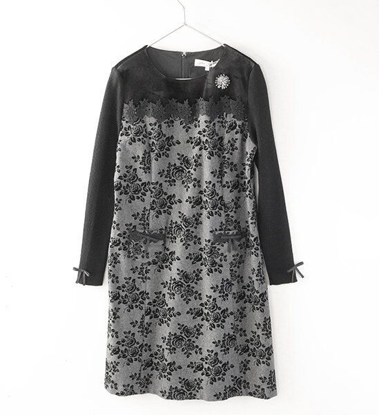 未使用 Super Beauty ◇ ビジュー装飾 ワンピース ドレス グレー