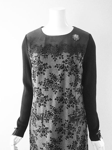 未使用 Super Beauty ◇ ビジュー装飾 ワンピース ドレス グレー