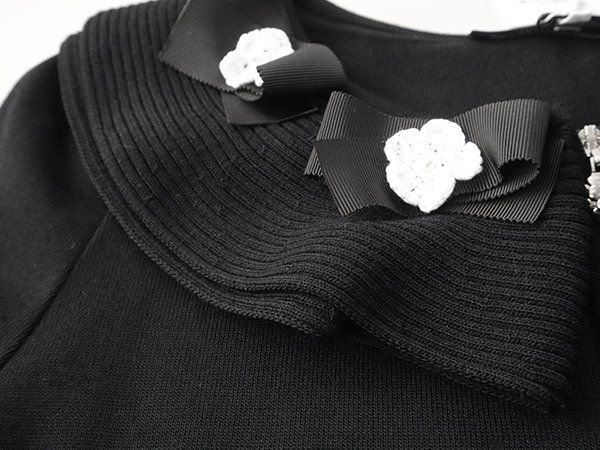 未使用 M'S GRACY ◇ リボンxフラワー クチュールニット 黒 サイズ40