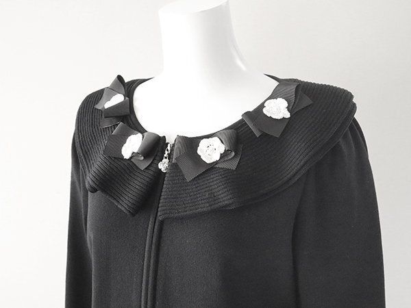 未使用 M'S GRACY ◇ リボンxフラワー クチュールニット 黒 サイズ40