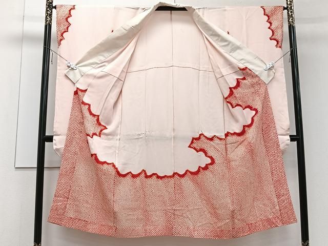 平和屋着物□振袖用長襦袢 無双仕立て 絞り 霞文 正絹 逸品 CABB2534xi