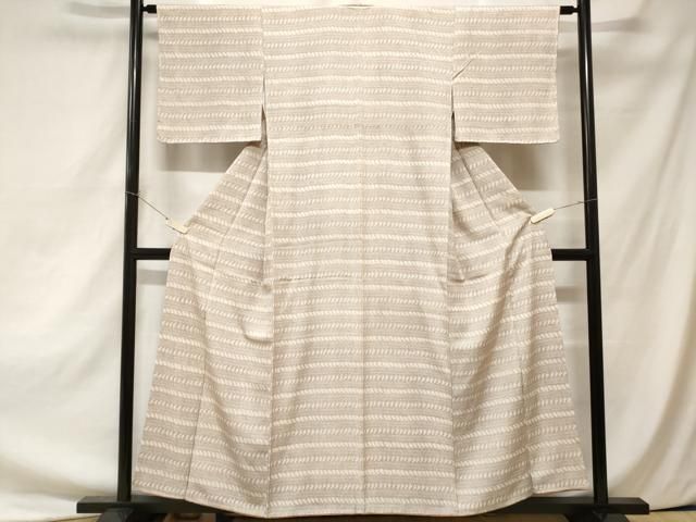 平和屋着物□上質な小紋 葡萄蔦の葉横段文 正絹 逸品 未使用