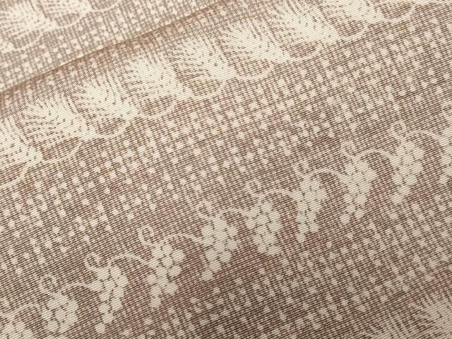 平和屋着物□上質な小紋 葡萄蔦の葉横段文 正絹 逸品 未使用