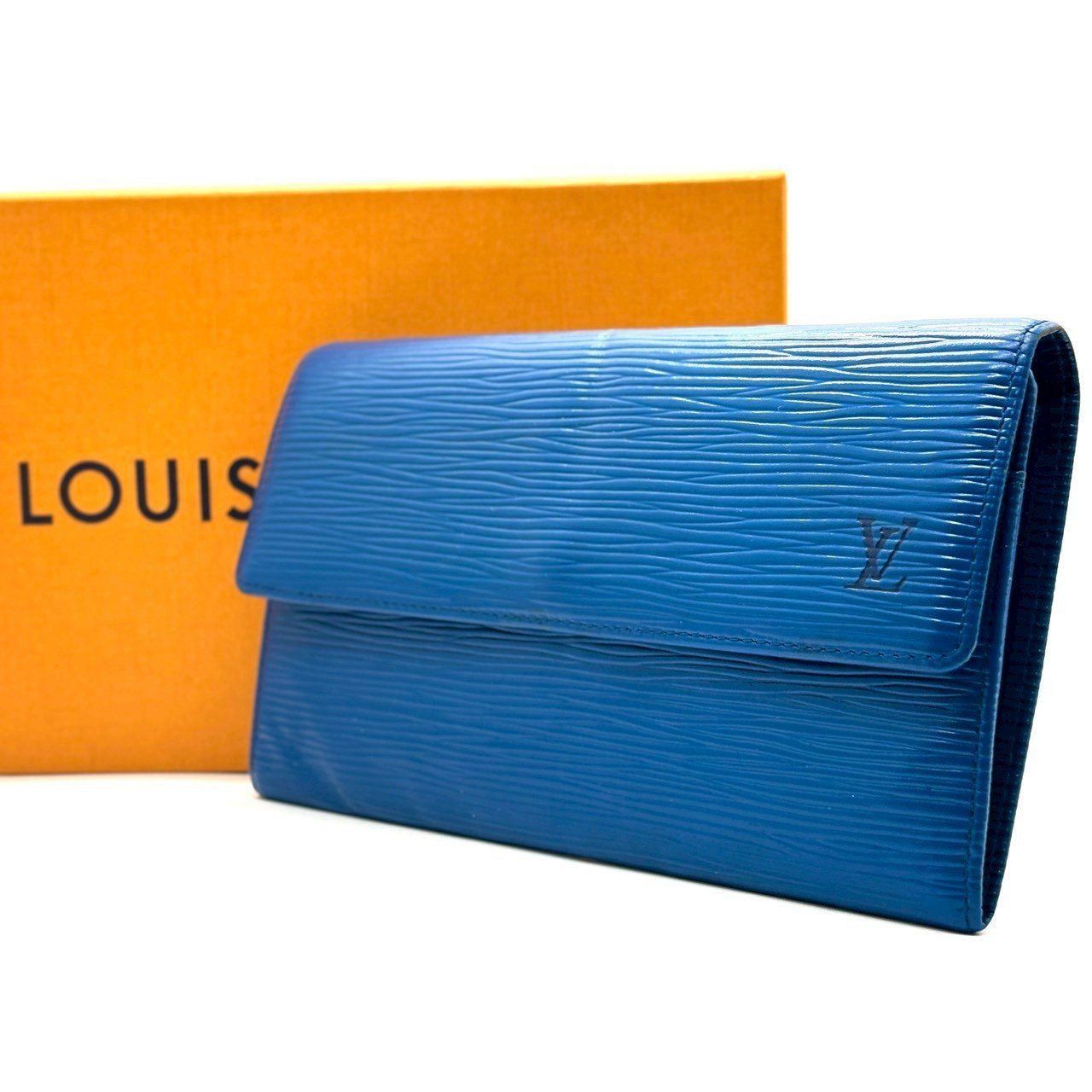 ルイヴィトン　エピ ポルト モネ クレディ 長財布　ブルー青　美品 ポルト モネ ビエ カルト クレディ M63485 Wホック財布 ブルー